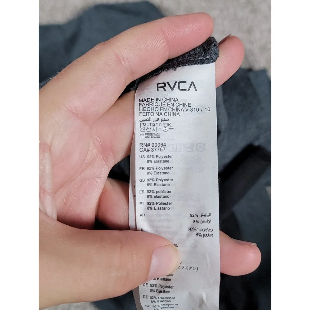 RVCA Board Shorts Size 38 Gray Drawstrings Beach Surf Zipper Pocket Swimwear Men
